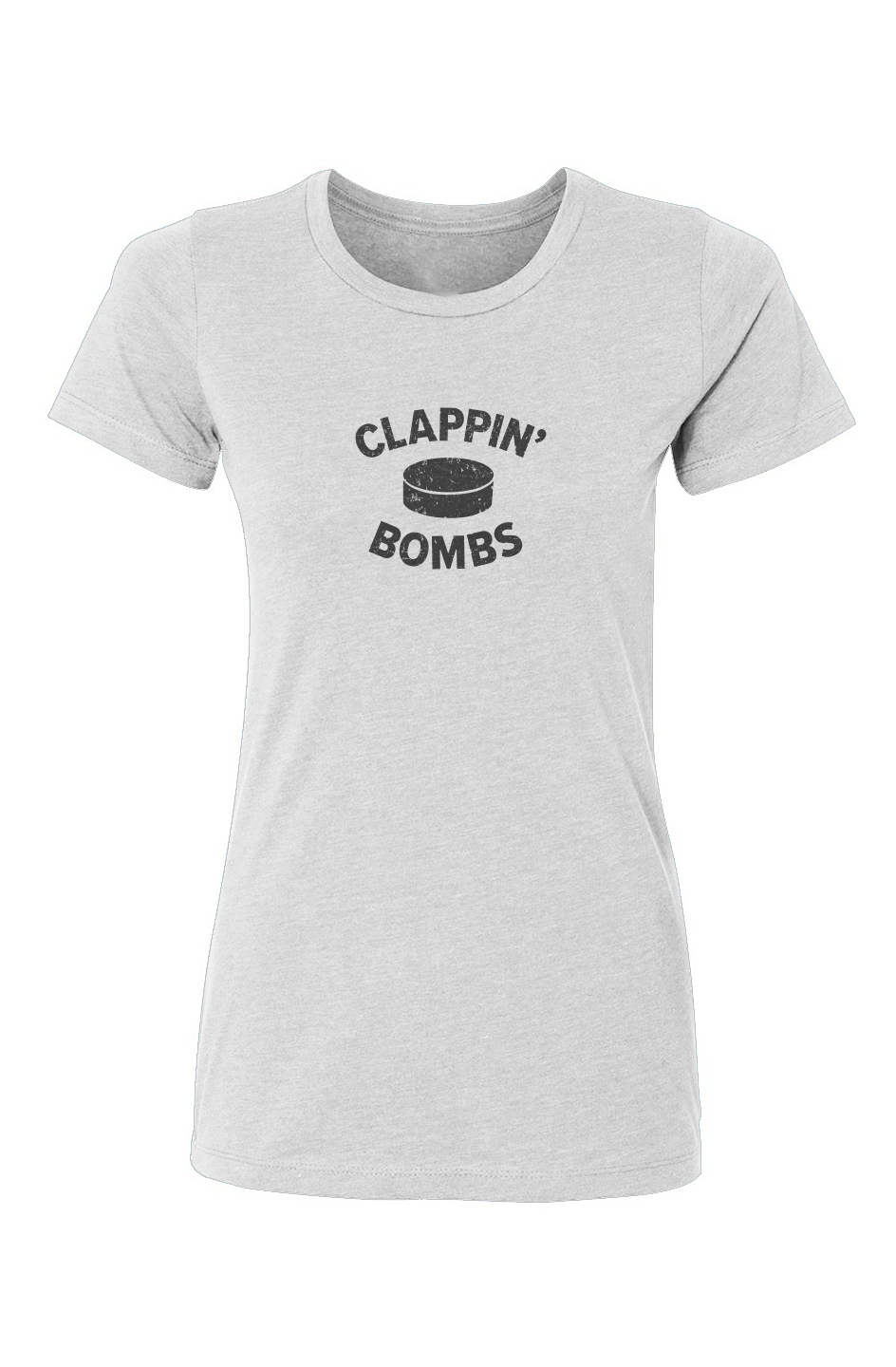 Barn Babe Clappin' Bombs Puck Tee White | Barn Garb Hockey Threads
