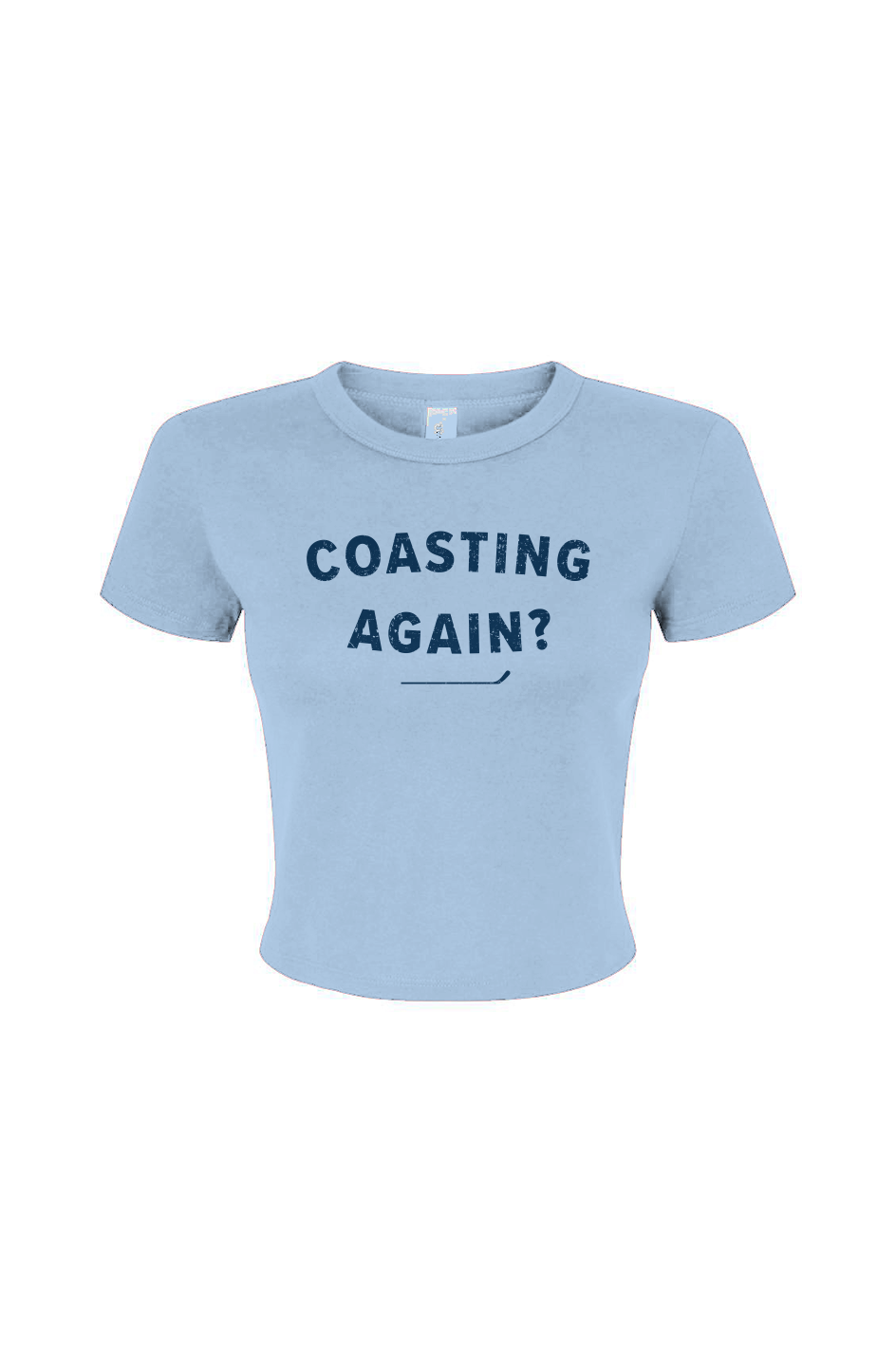 Barn Babe Coasting Again? Baby Tee Baby Blue | Barn Garb Hockey Threads