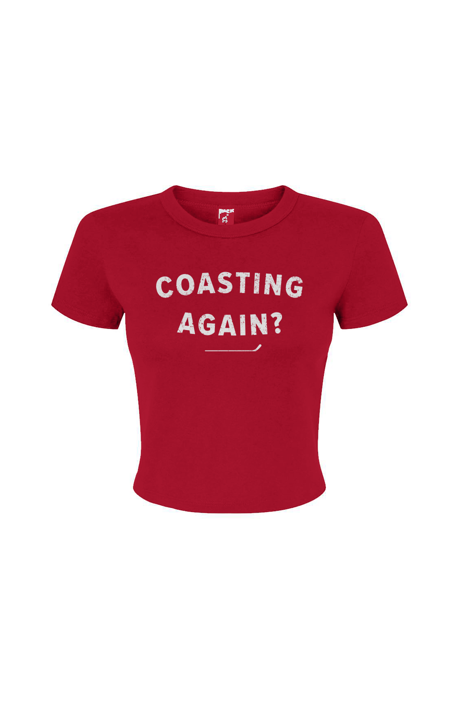 Barn Babe Coasting Again? Baby Tee Red | Barn Garb Hockey Threads