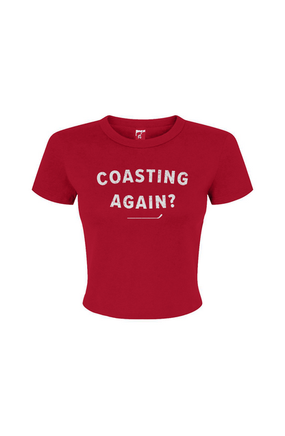 Barn Babe Coasting Again? Baby Tee Red | Barn Garb Hockey Threads