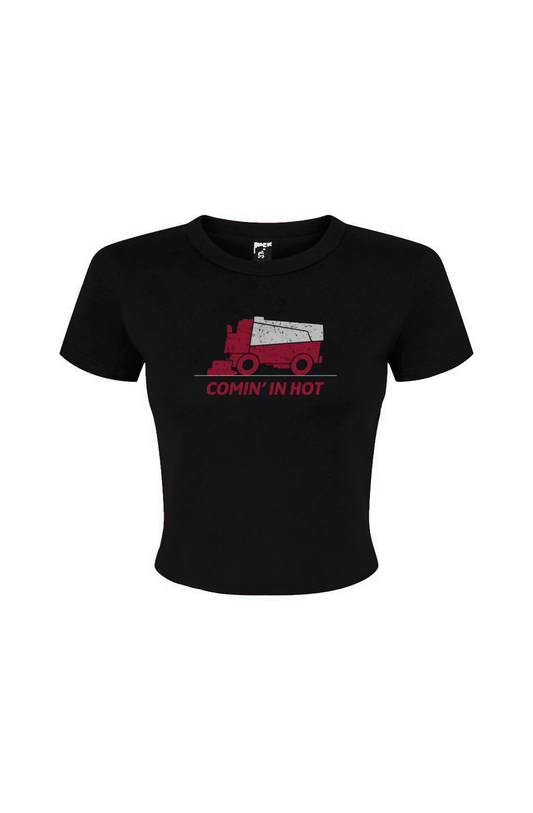 Barn Babe Comin' in Hot Baby Tee Black | Barn Garb Hockey Threads