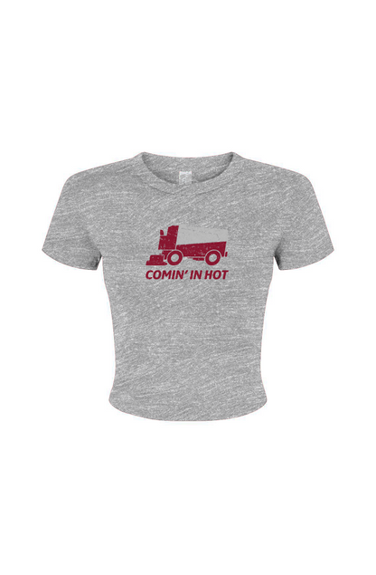 Barn Babe Comin' in Hot Baby Tee Grey | Barn Garb Hockey Threads