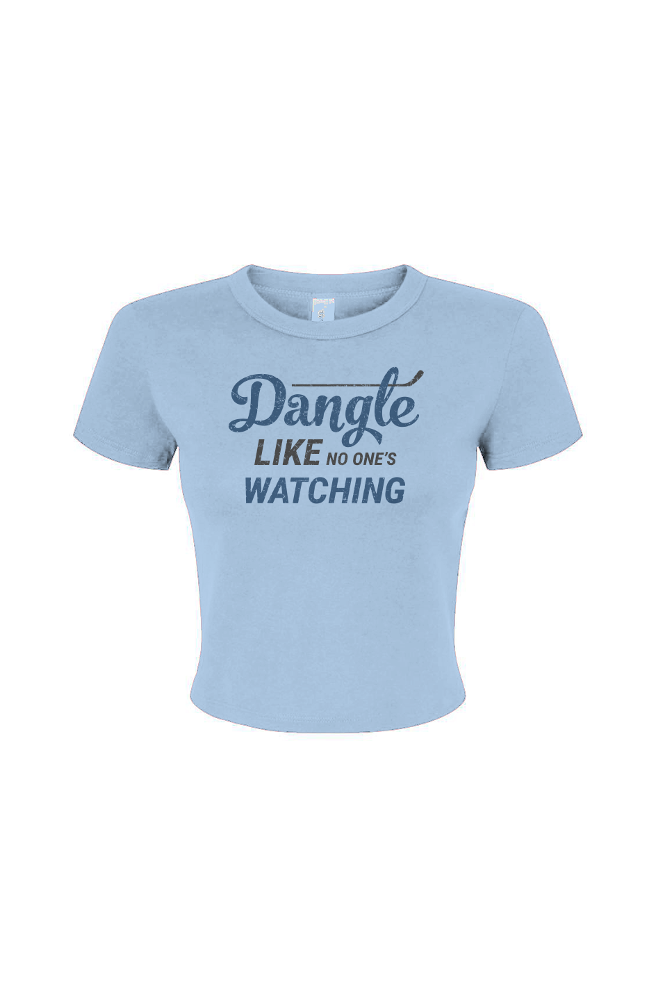 Barn Babe Dangle Like No One's Watching Micro Rib Baby Tee Baby Blue | Barn Garb Hockey Threads