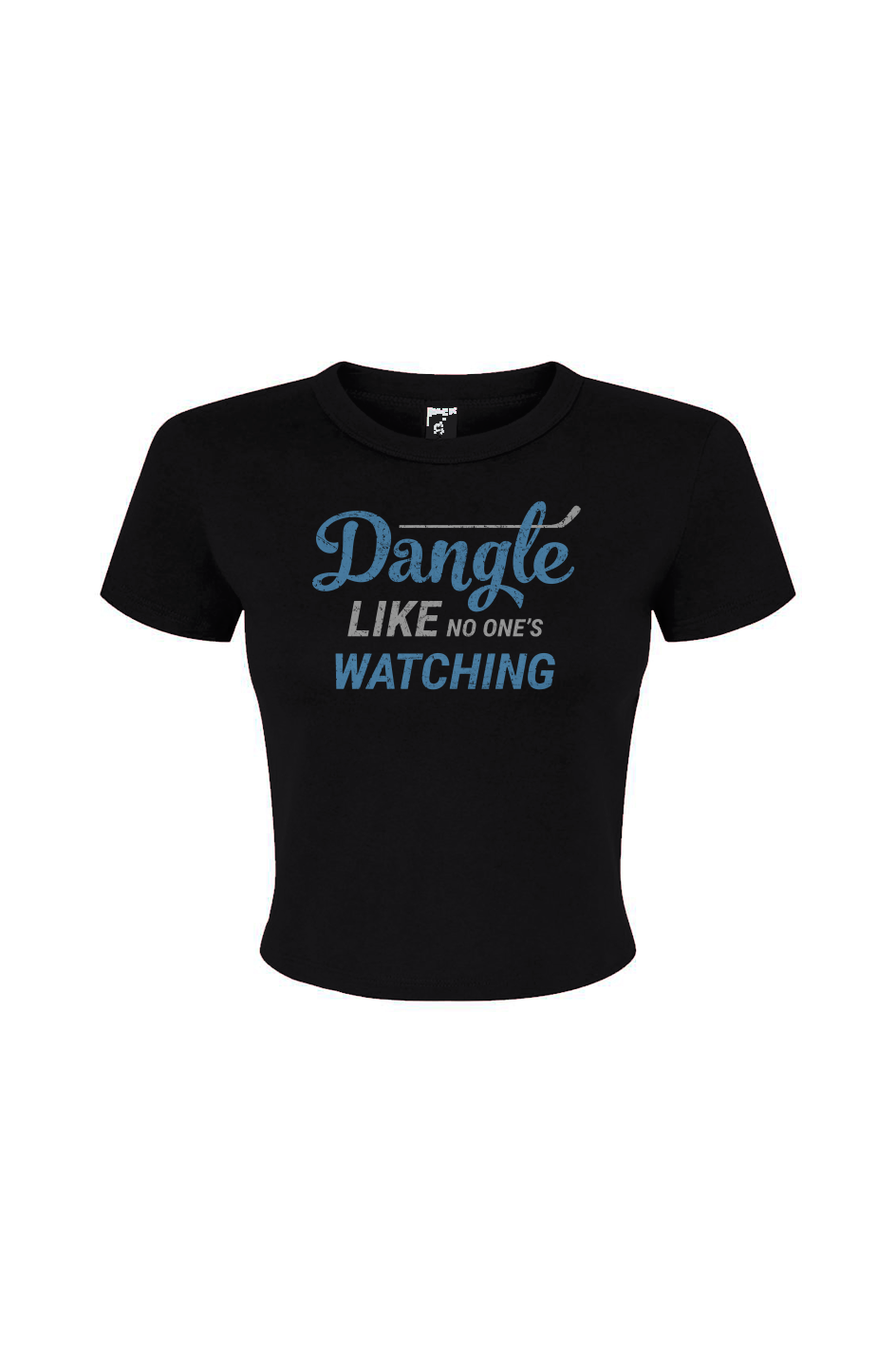 Barn Babe Dangle Like No One's Watching Micro Rib Baby Tee Black | Barn Garb Hockey Threads