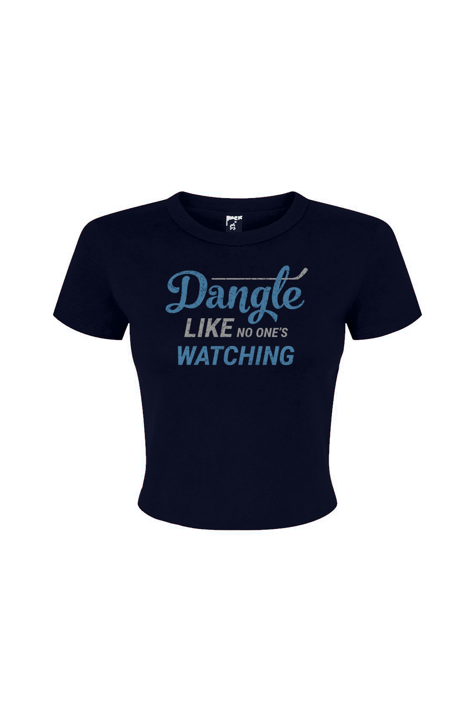 Barn Babe Dangle Like No One's Watching Micro Rib Baby Tee Navy Blue | Barn Garb Hockey Threads