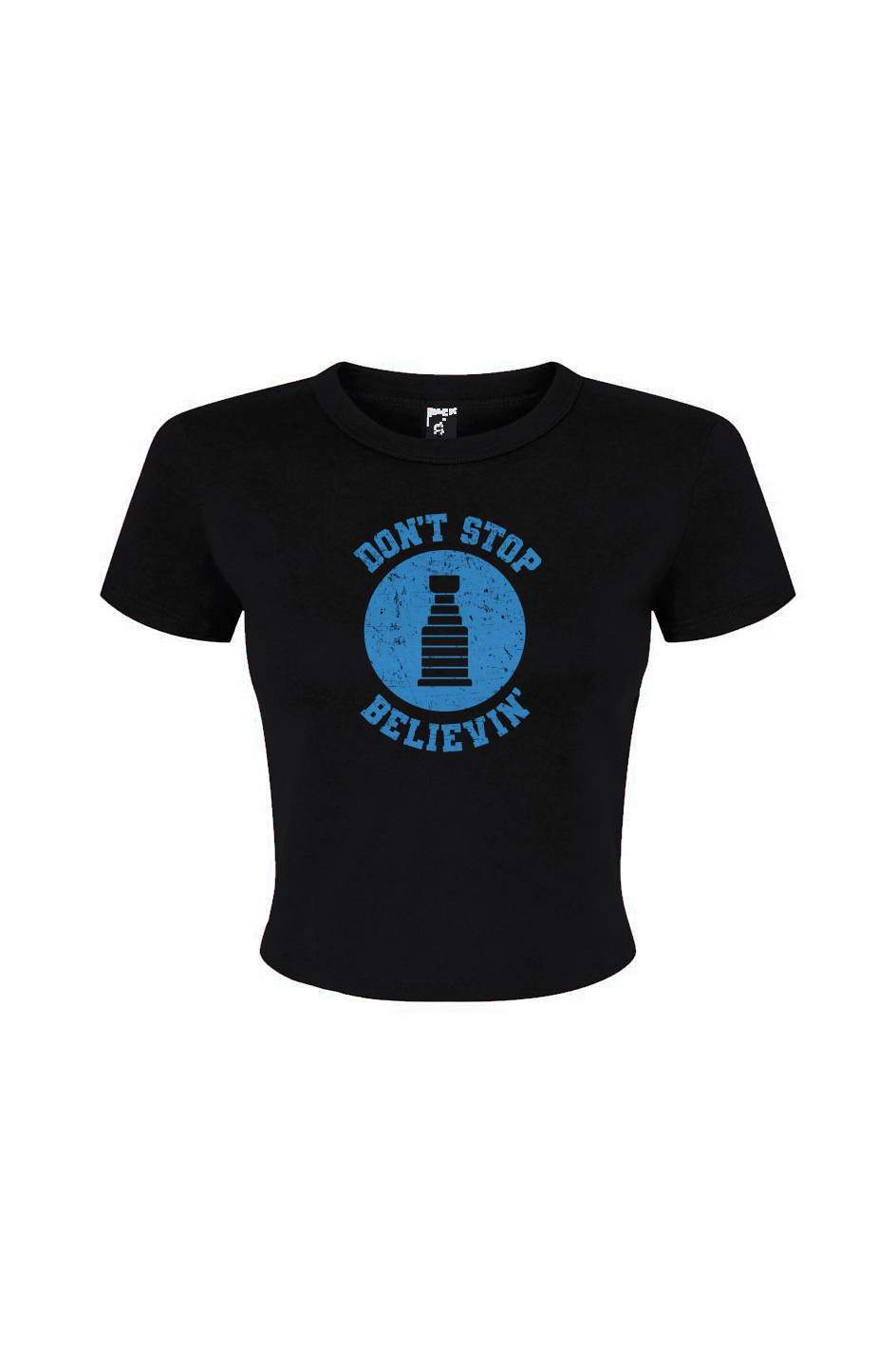 Barn Babe Don't Stop Believin' Baby Tee Black | Barn Garb Hockey Threads