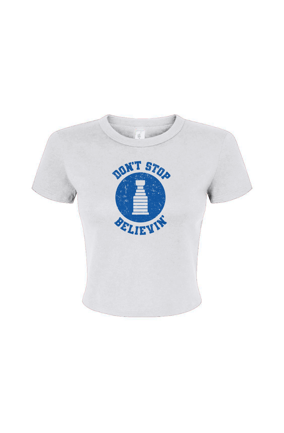 Barn Babe Don't Stop Believin' Baby Tee White | Barn Garb Hockey Threads