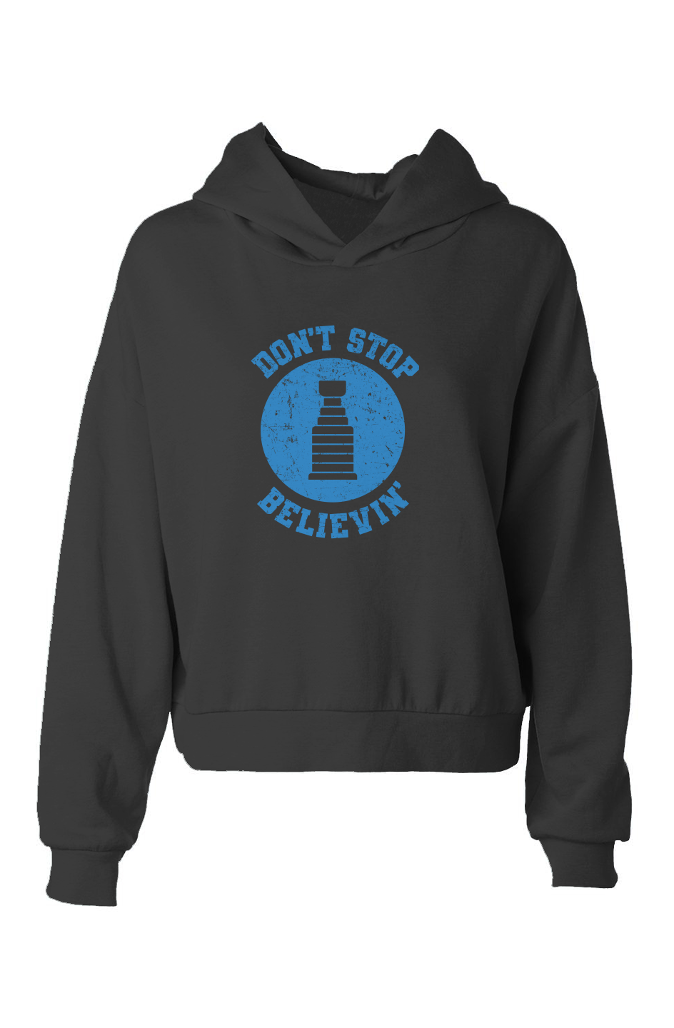 Barn Babe Don't Stop Believin' Hip-Height Hoodie Black | Barn Garb Hockey Threads