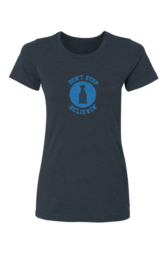 Barn Babe Don't Stop Believin' Tee Navy Blue | Barn Garb Hockey Threads