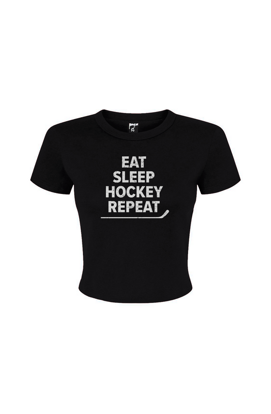 Barn Babe Eat Sleep Hockey Baby Tee Black | Barn Garb Hockey Threads