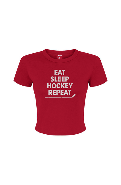 Barn Babe Eat Sleep Hockey Baby Tee Red | Barn Garb Hockey Threads