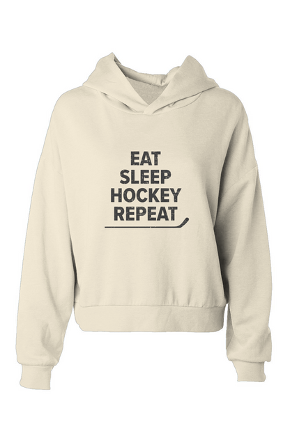 Barn Babe Eat Sleep Hockey Hip-Height Hoodie Bone | Barn Garb Hockey Threads