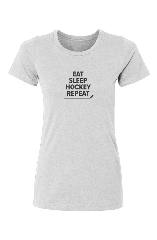 Barn Babe Eat Sleep Hockey Tee White | Barn Garb Hockey Threads