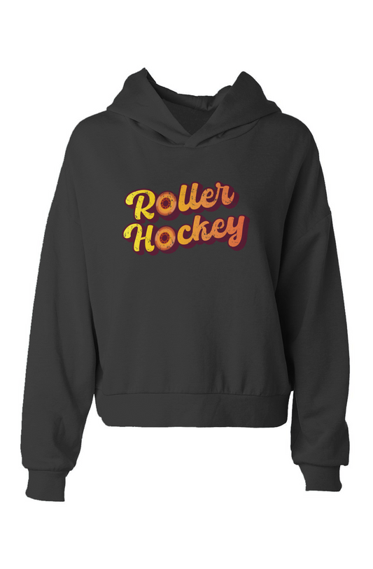 Barn Babe Feeling Groovy Roller Hockey Hip-Height Hoodie Black | Barn Garb Hockey Threads
