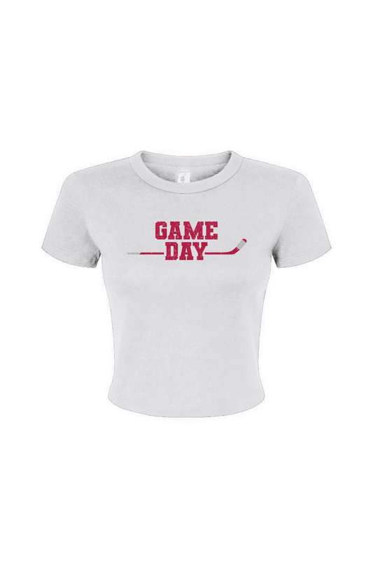 Barn Babe Game Day Baby Tee White | Barn Garb Hockey Threads