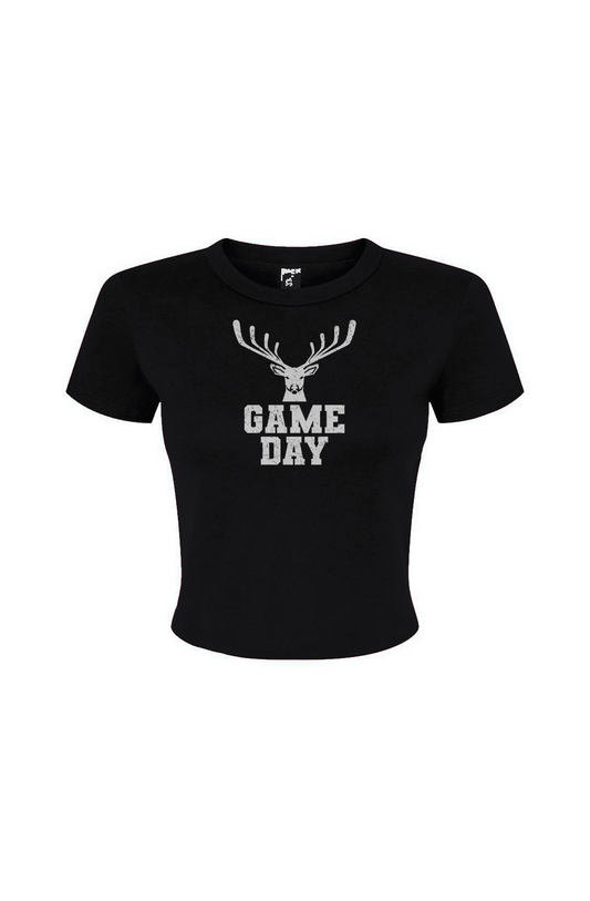 Barn Babe Game Day Buck Baby Tee Black | Barn Garb Hockey Threads