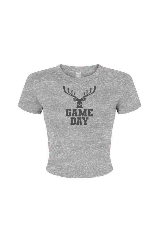 Barn Babe Game Day Buck Baby Tee Grey | Barn Garb Hockey Threads