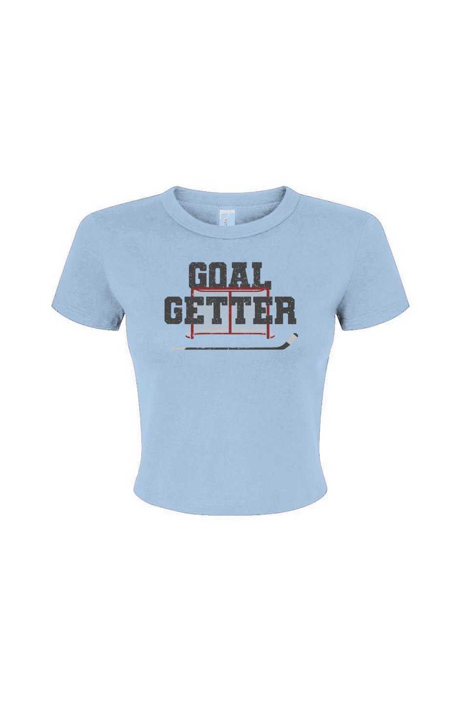 Barn Babe Goal Getter Baby Tee Light Blue | Barn Garb Hockey Threads