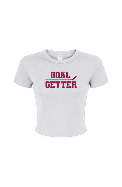 Barn Babe Goal Getter Stick Baby Tee White | Barn Garb Hockey Threads