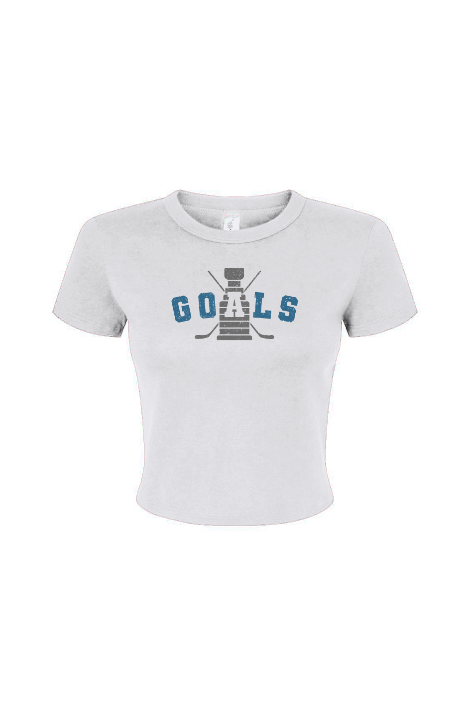 Barn Babe Goals Crossed Sticks Baby Tee White | Barn Garb Hockey Threads
