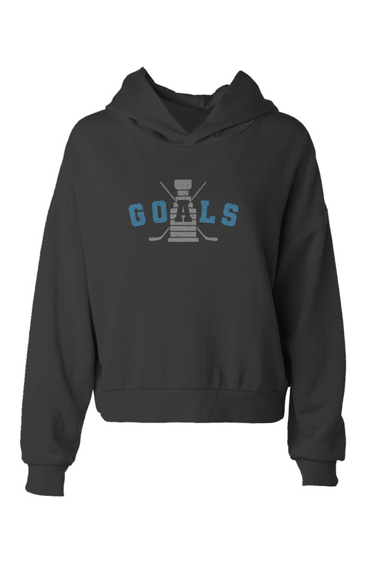 Barn Babe Goals Crossed Sticks Hip-Height Hoodie Black | Barn Garb Hockey Threads