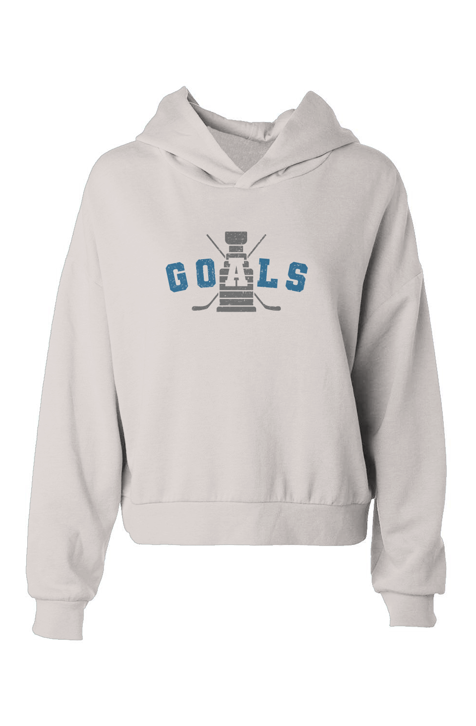 Barn Babe Goals Crossed Sticks Hip-Height Hoodie Bone | Barn Garb Hockey Threads