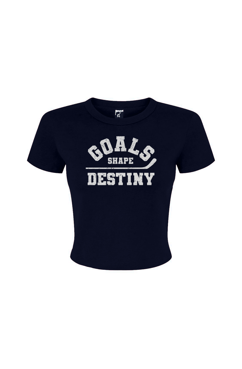 Barn Babe Goals Shape Destiny Baby Tee Navy Blue | Barn Garb Hockey Threads