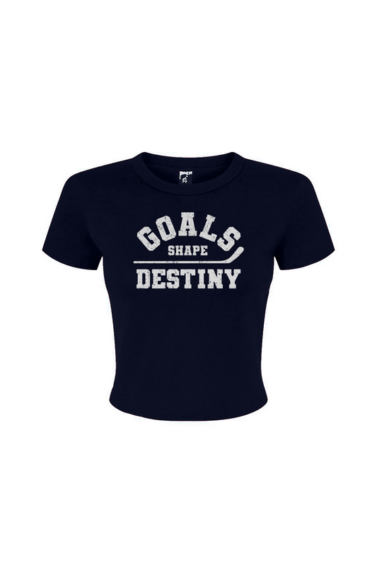 Barn Babe Goals Shape Destiny Baby Tee Navy Blue | Barn Garb Hockey Threads