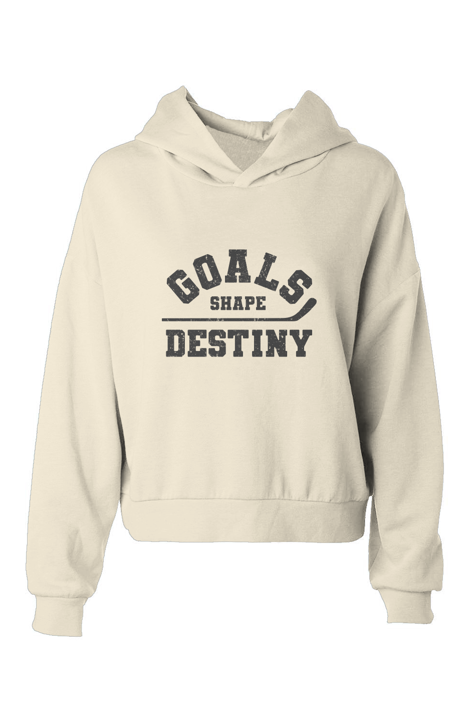 Barn Babe Goals Shape Destiny Hip-Height Hoodie Bone | Barn Garb Hockey Threads