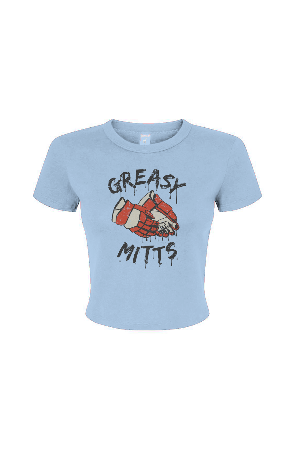Barn Babe Greasy Mitts Baby Tee Baby Blue | Barn Garb Hockey Threads