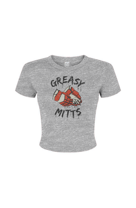 Barn Babe Greasy Mitts Baby Tee Grey | Barn Garb Hockey Threads