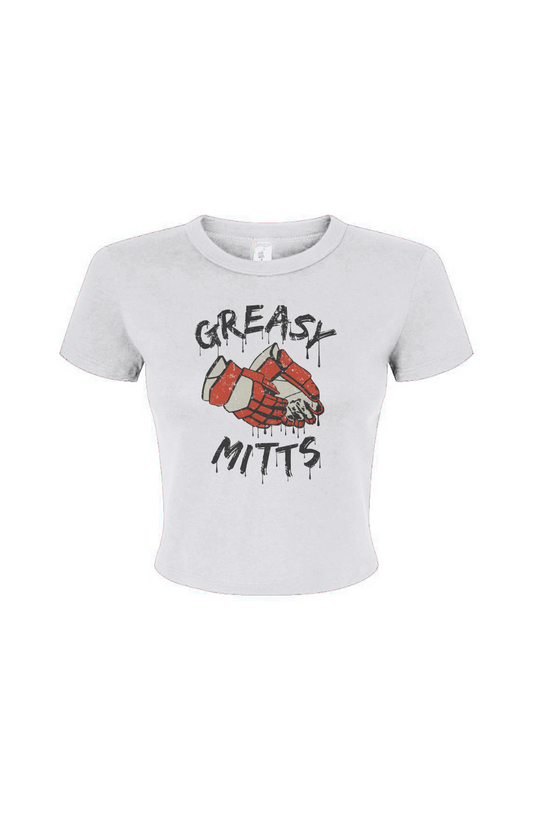 Barn Babe Greasy Mitts Baby Tee White | Barn Garb Hockey Threads