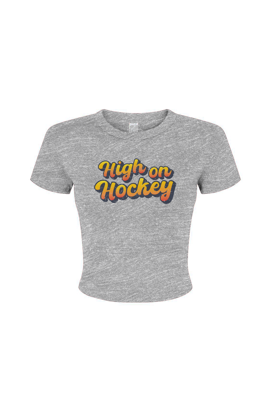Barn Babe High on Hockey Baby Tee Grey | Barn Garb Hockey Threads