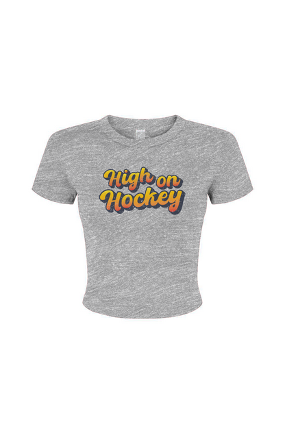 Barn Babe High on Hockey Baby Tee Grey | Barn Garb Hockey Threads