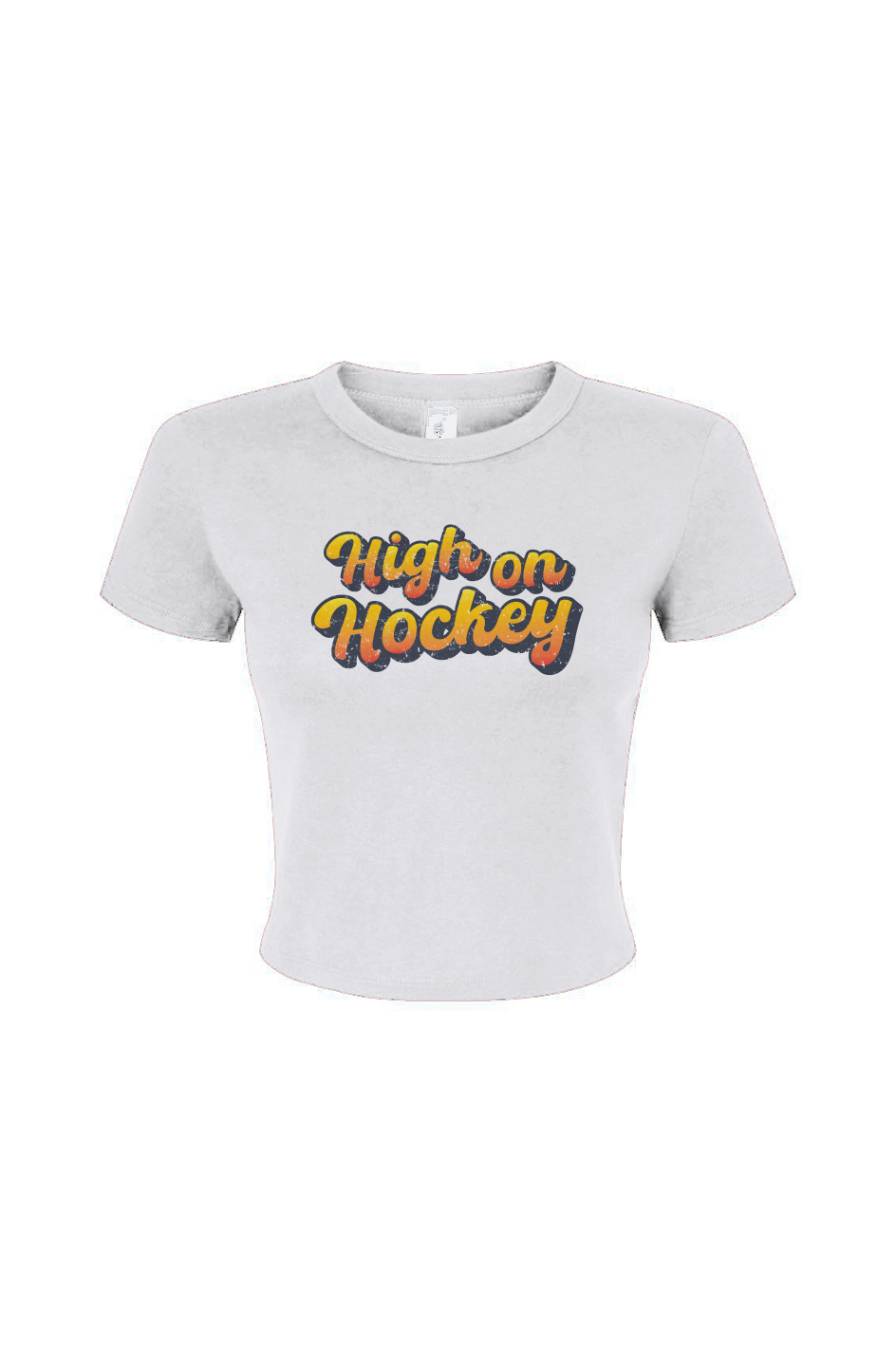 Barn Babe High on Hockey Baby Tee White | Barn Garb Hockey Threads