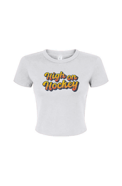Barn Babe High on Hockey Baby Tee White | Barn Garb Hockey Threads