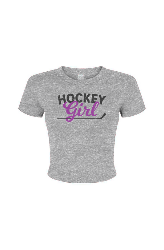 Barn Babe Hockey Girl Baby Tee Grey | Barn Garb Hockey Threads