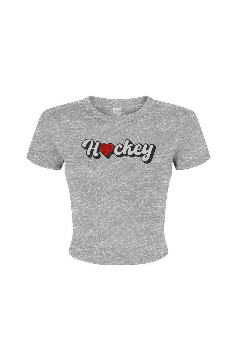 Barn Babe Hockey Heart Baby Tee Grey | Barn Garb Hockey Threads