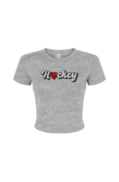 Barn Babe Hockey Heart Baby Tee Grey | Barn Garb Hockey Threads