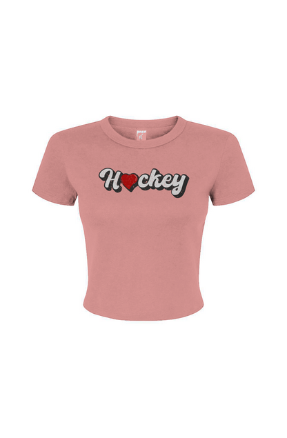 Barn Babe Hockey Heart Baby Tee Pink | Barn Garb Hockey Threads
