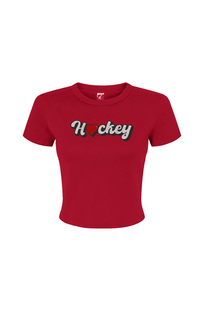 Barn Babe Hockey Heart Baby Tee Red | Barn Garb Hockey Threads