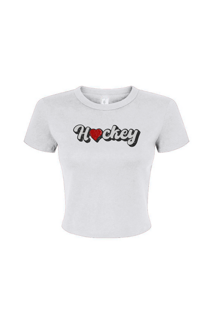 Barn Babe Hockey Heart Baby Tee White | Barn Garb Hockey Threads