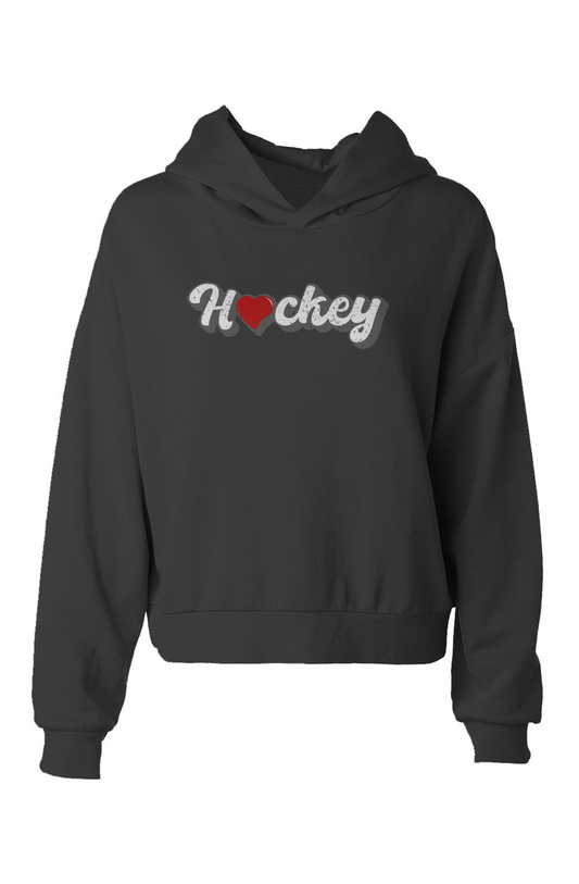 Barn Babe Hockey Heart Hip-Height Hoodie Black | Barn Garb Hockey Threads