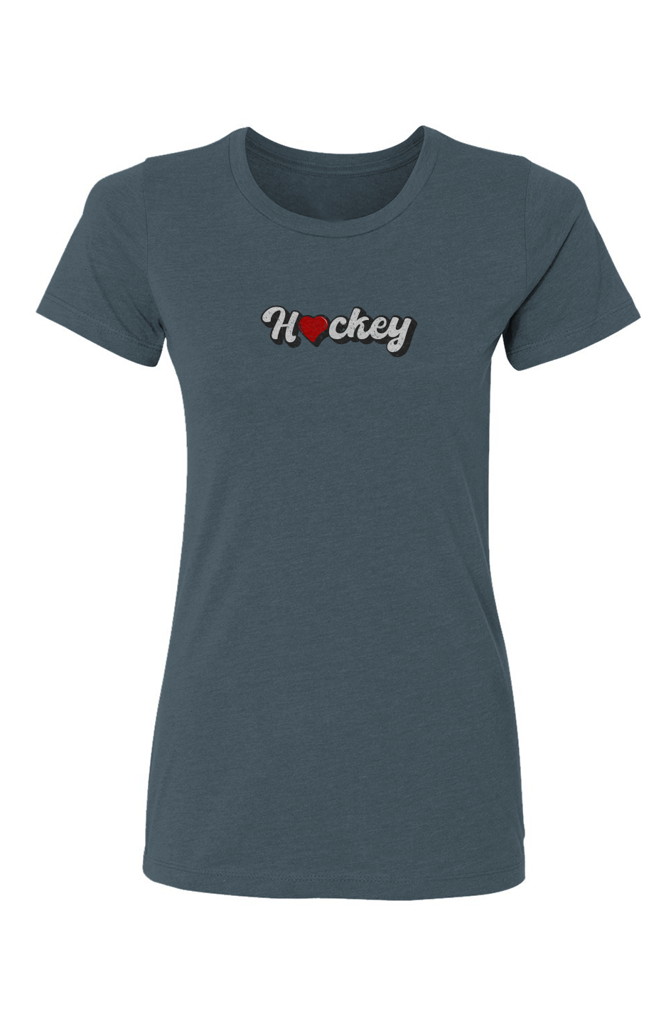 Barn Babe Hockey Heart Tee Indigo Blue | Barn Garb Hockey Threads