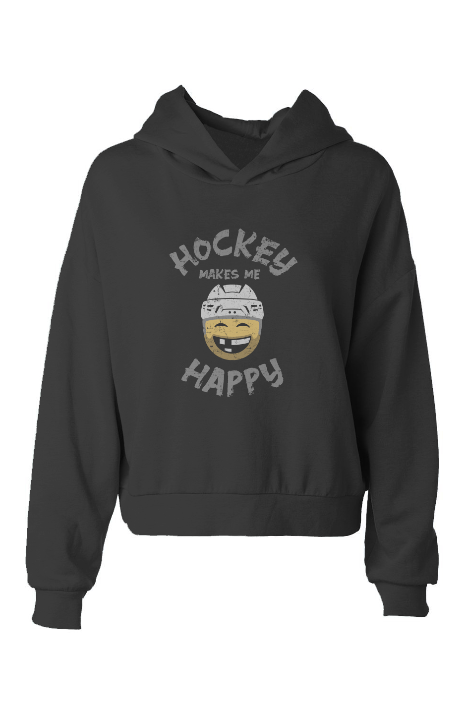 Barn Babe Hockey Makes Me Happy Hip-Height Hoodie Black | Barn Garb Hockey Threads