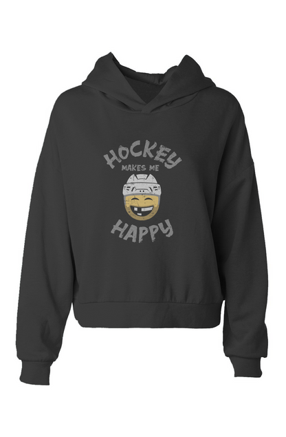 Barn Babe Hockey Makes Me Happy Hip-Height Hoodie Black | Barn Garb Hockey Threads