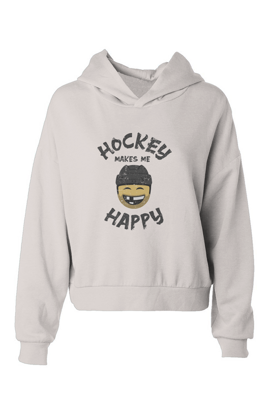 Barn Babe Hockey Makes Me Happy Hip-Height Hoodie Bone | Barn Garb Hockey Threads