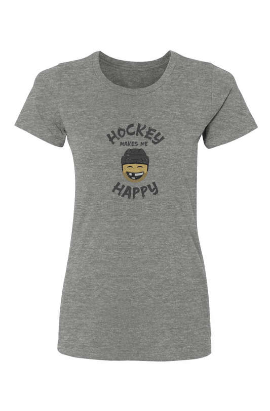 Barn Babe Hockey Makes Me Happy Tee Grey | Barn Garb Hockey Threads