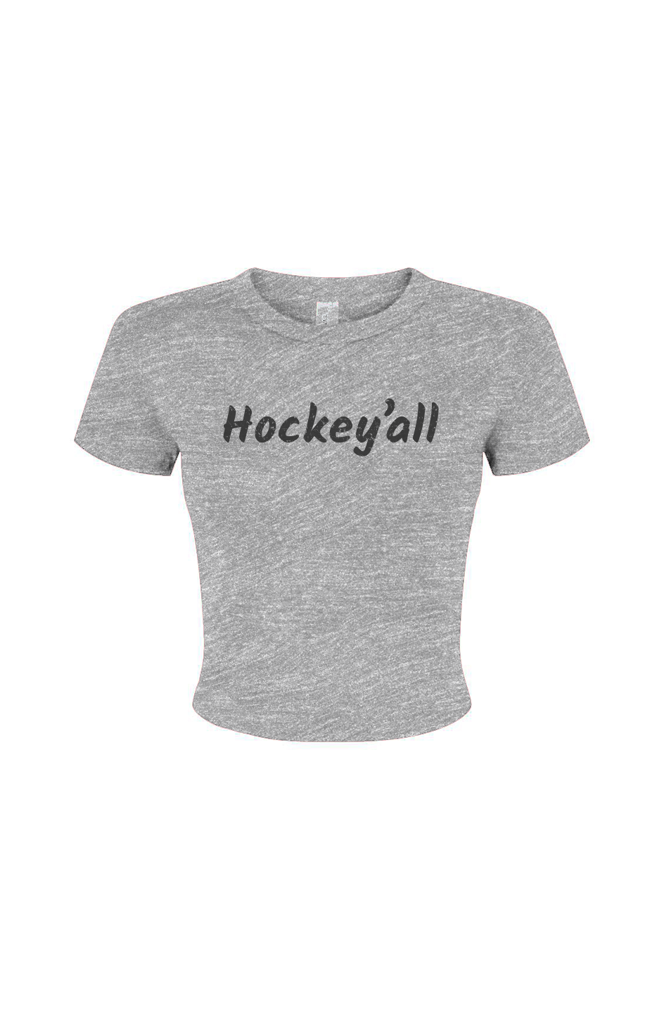 Barn Babe Hockey'all Baby Tee Grey | Barn Garb Hockey Threads