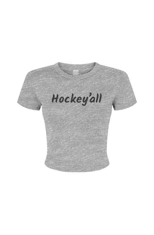 Barn Babe Hockey'all Baby Tee Grey | Barn Garb Hockey Threads